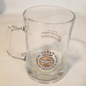 Warsteiner Beer Stein / Glass .3 L - 4-3/4" Tall - Gold, White & Black Graphics
